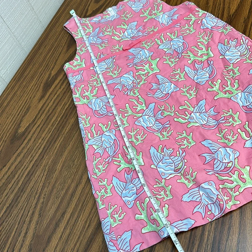 VINEYARD VINES Fish & Coral Print Tunic Dress Pink Girls Size 6 Summer C…